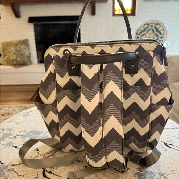 Maevn Women's Chevron Backpack - Grey and White - Picture 3 of 17